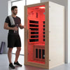 Portable 1 Person Far Infrared Sauna for Home - Low EMF Carbon Fiber Heat with Bluetooth & Chromotherapy, Natural, Customized