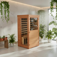1 to 2 Person Wood Sauna Steam Room Single for Home Full Spectrum Infrared Sauna Room Bath Box Light Wave Room