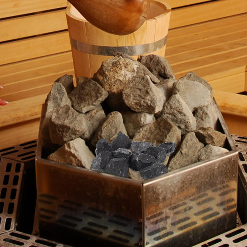 10Pcs Sauna Heater Stones Natural Basalt 3-4Cm Heat Retaining Thermal Shock Resistant for Dry Wet Steam Room Rock Heaters