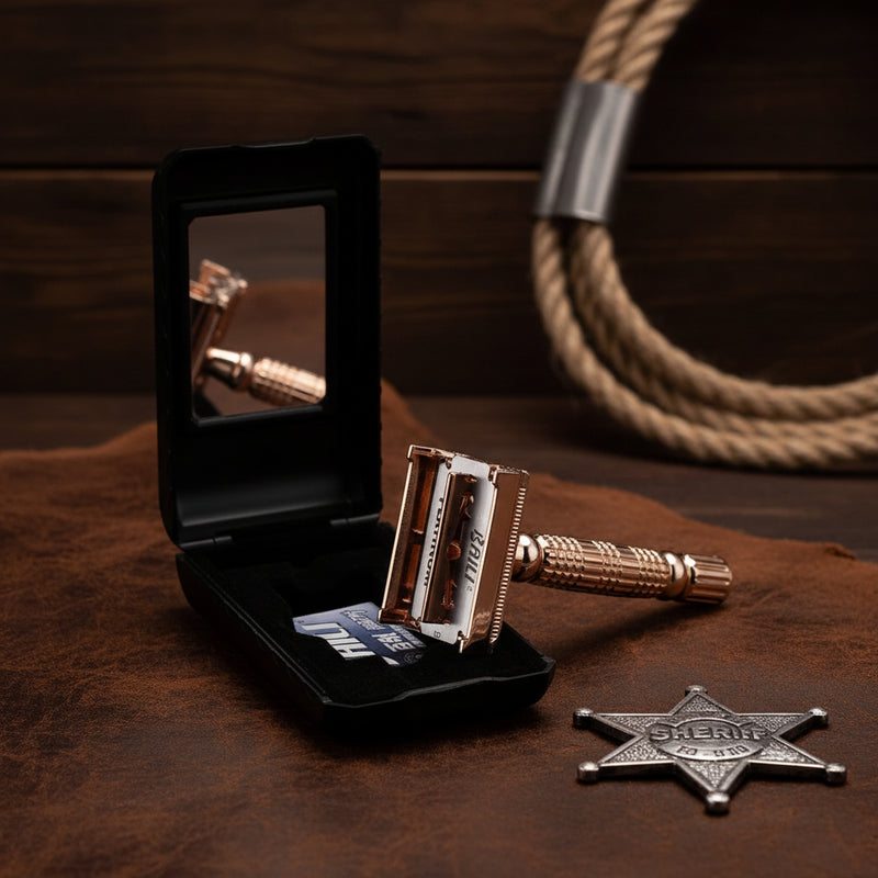 Classic Double-Edged Safety Razor for Men and Women'S Manual Hair Removal Knife Rose Gold Metal Razors